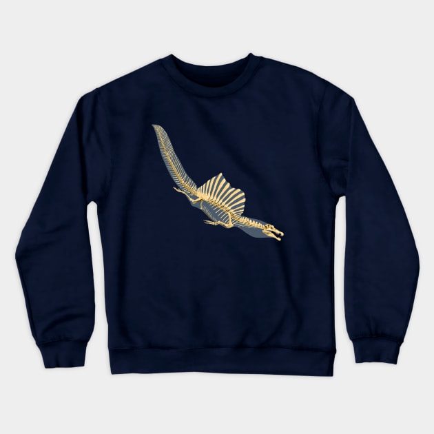 Spinosaurus Aegyptiacus (skeleton and silhouette diving) Crewneck Sweatshirt by NikSwiftDraws